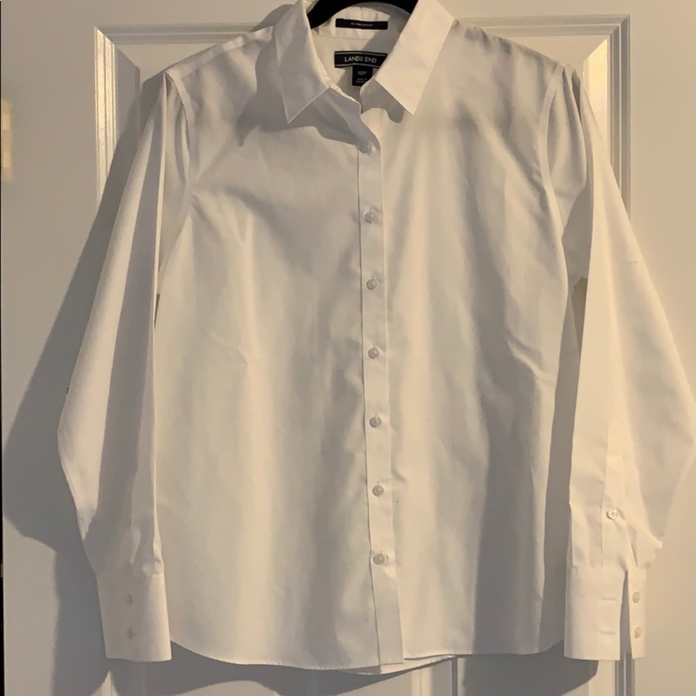 Lands End White Collared Shirt